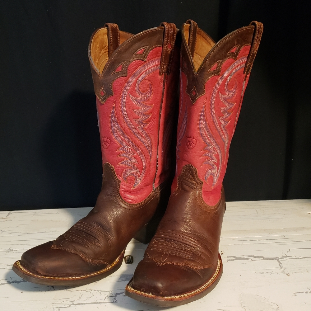 Ariat 'Legend' Cowboy Boots in Brown & Red - Women's size 7. 5 B